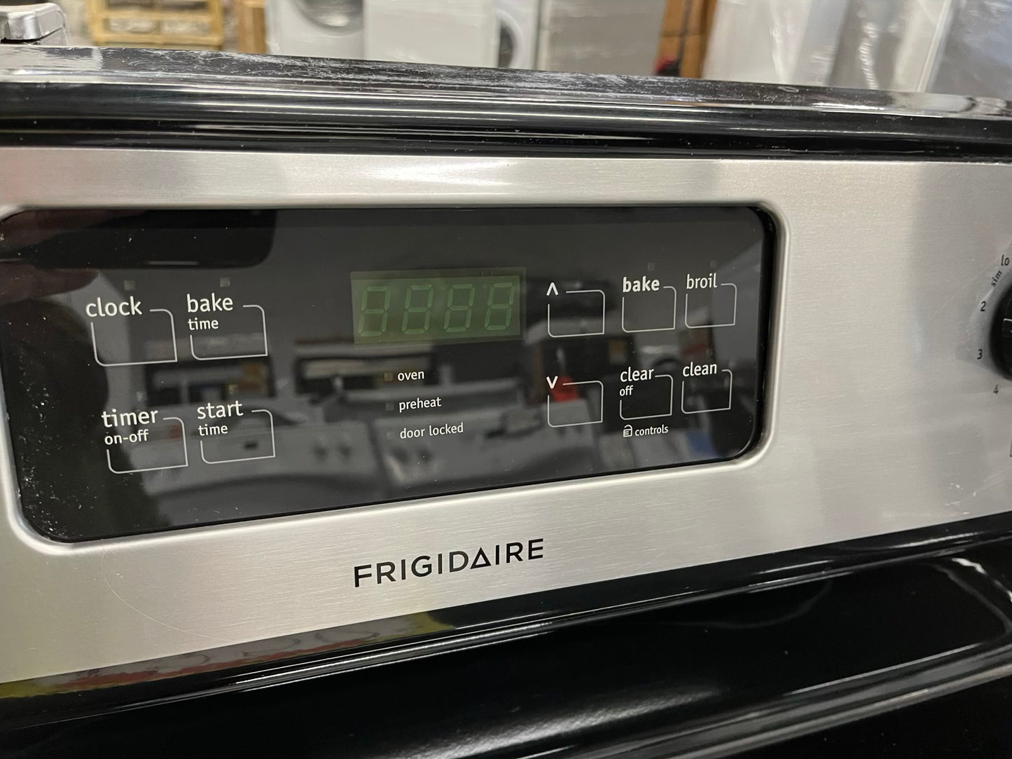 -Frigidaire glass top electric range 220v 4 burner bake broil self clean Refurbished stainless steel 30" #ER7142PB