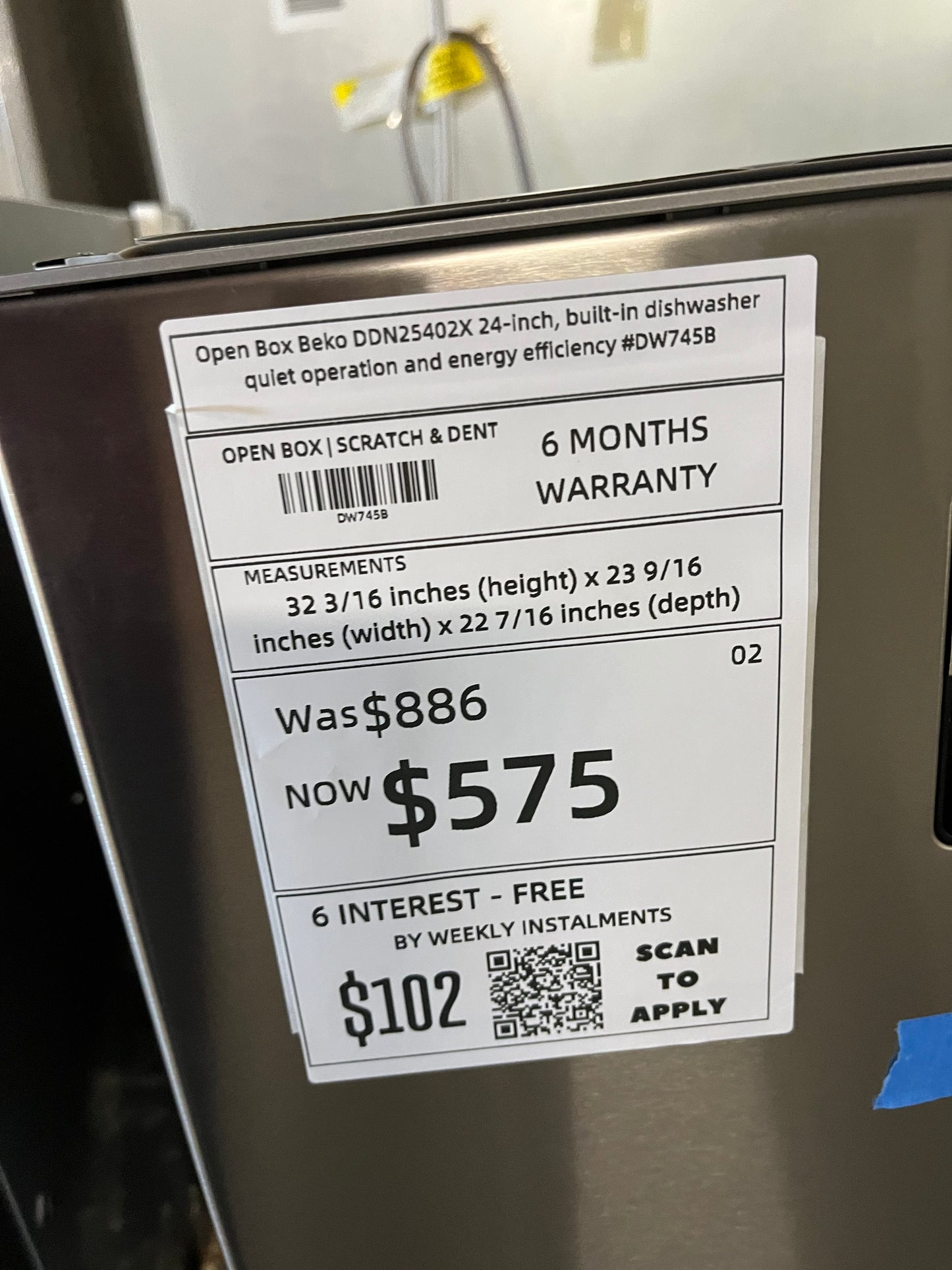 Open Box Beko DDN25402X 24-inch, built-in dishwasher quiet operation and energy efficiency #DW745B
