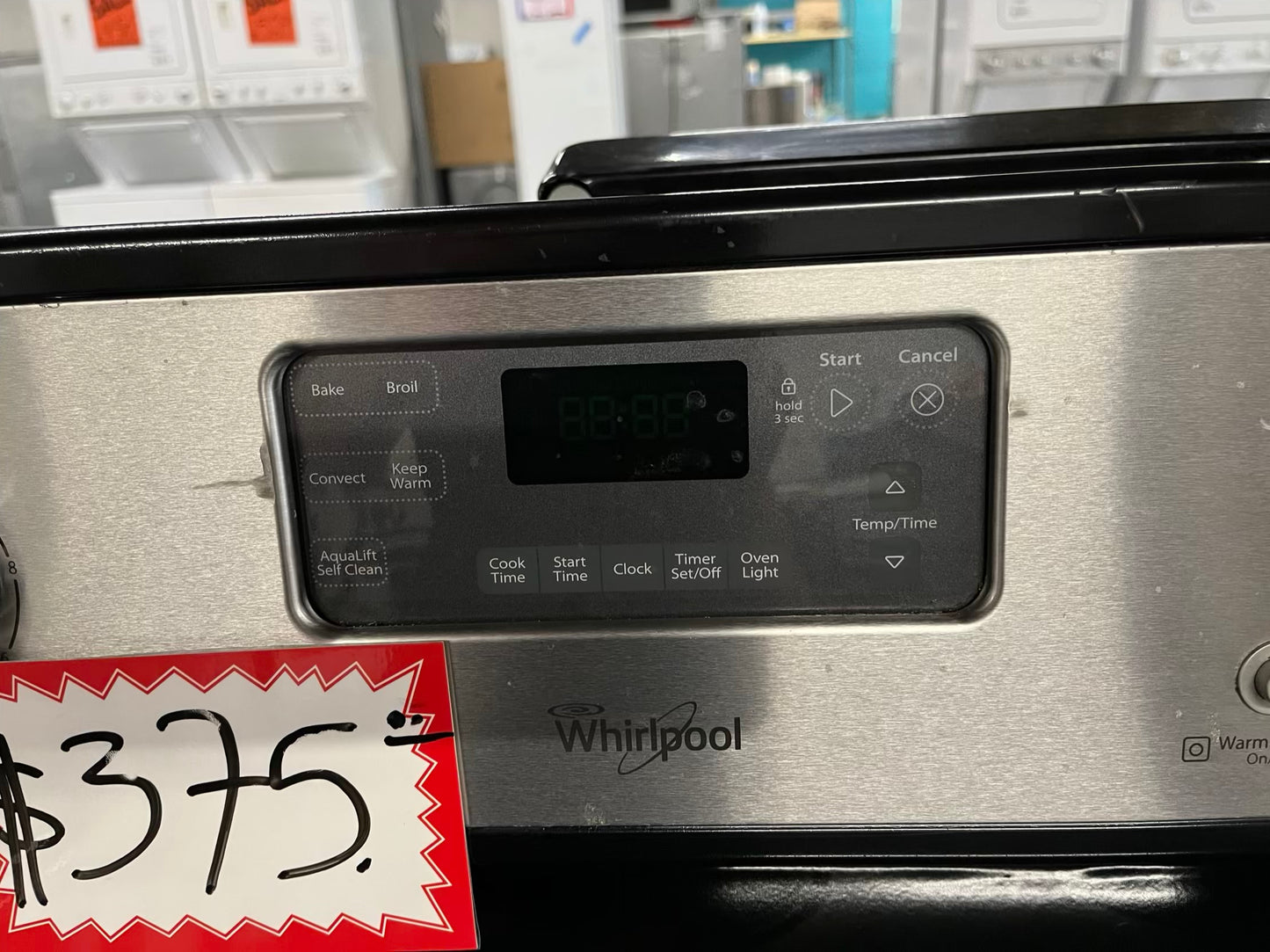 Whirlpool electric range 220v 5 burner warm zone convection bake broil self clean stainless steel Refurbished 30" #ER532KB