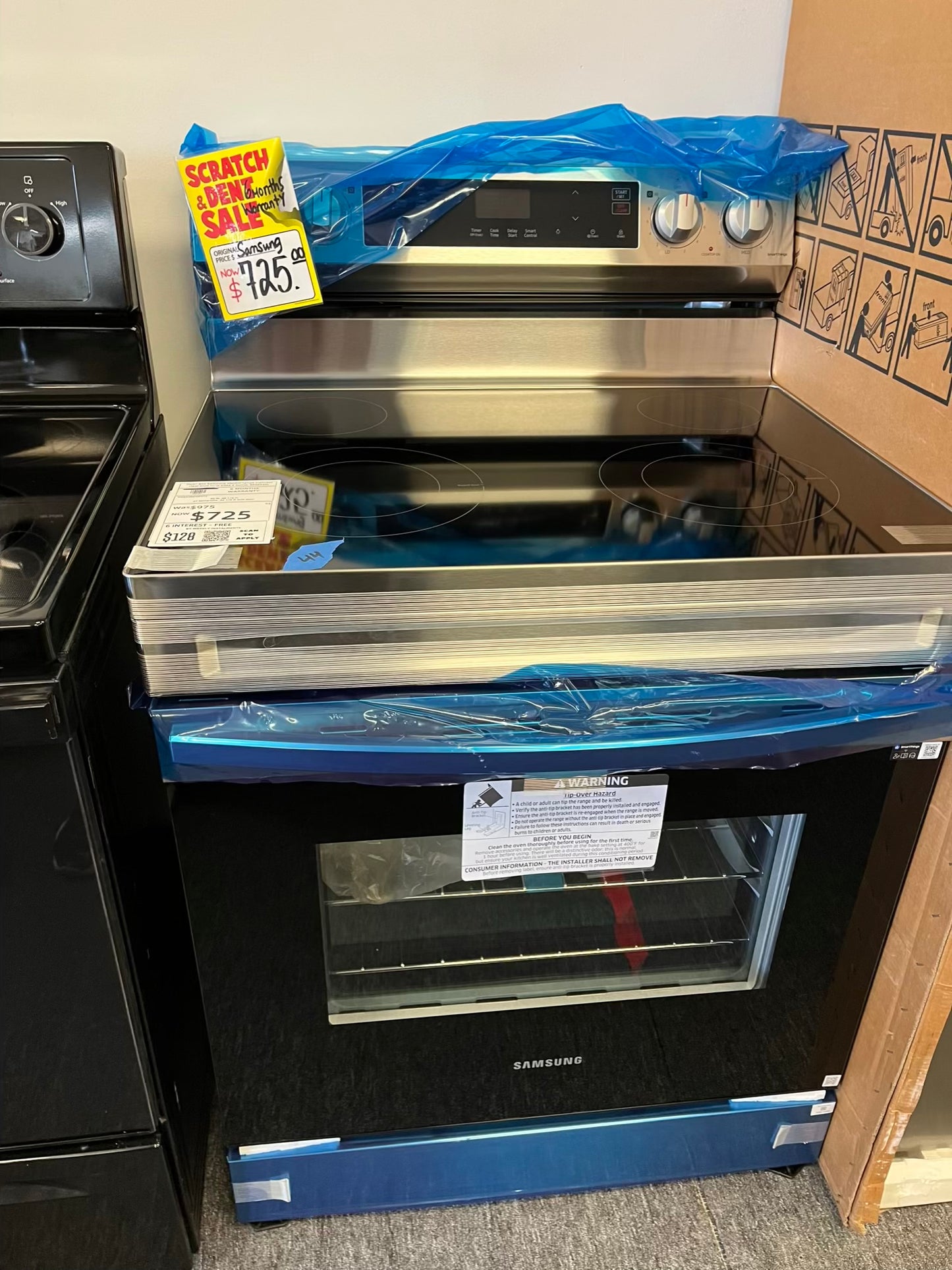 Open Box Samsung electric range stainless steel broil hi/lo bake 4 burner #ER855PL