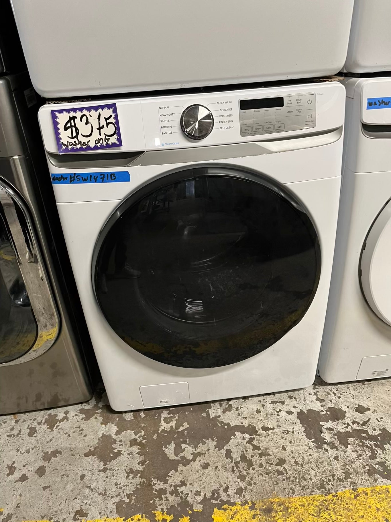-Samsung white 27” 4.5cu.ft large capacity front load washing machine steam cycle stackable or side by side  #SW1471B