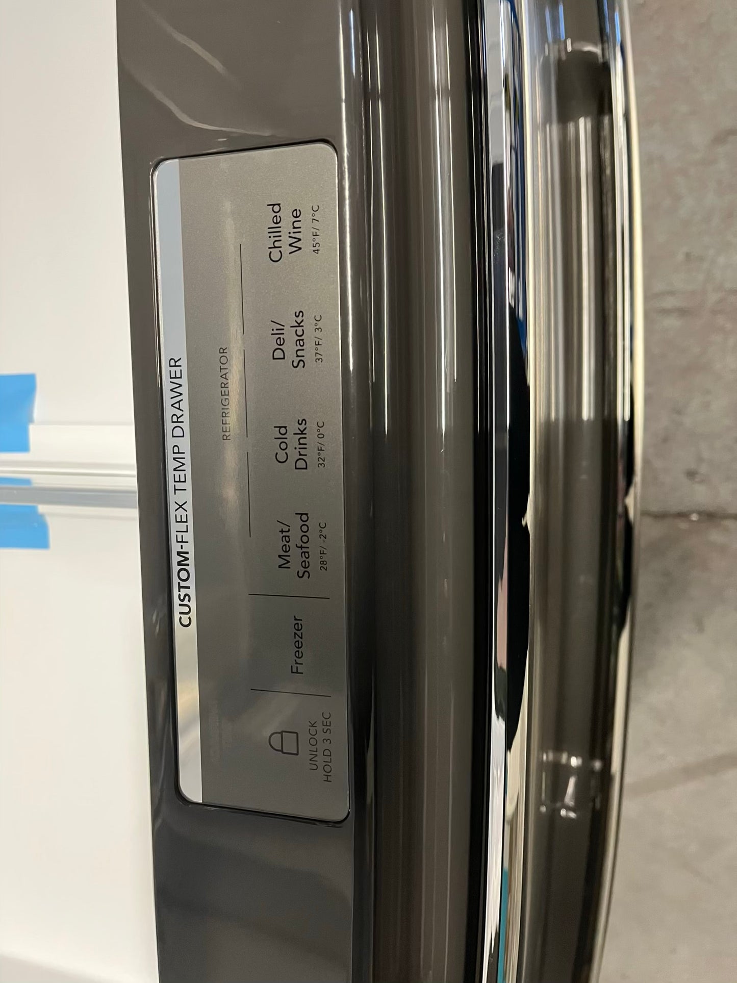 - Frigidaire Gallery four door refrigerator counter depth  stainless steel w/ice and water dispenser  used-refurbished 36”  #RF994BPB
