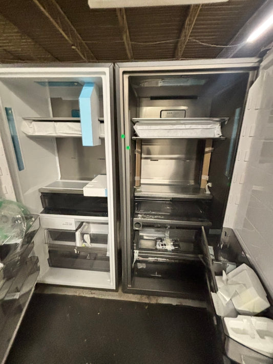 *Combo 2pc. Frigidaire /Fridge with water dispenser & freezer with ice maker inside , 20cu.ft up-right 32 1/5 wide stainless steel counter depth new scratch and dent /item number #RFF909B