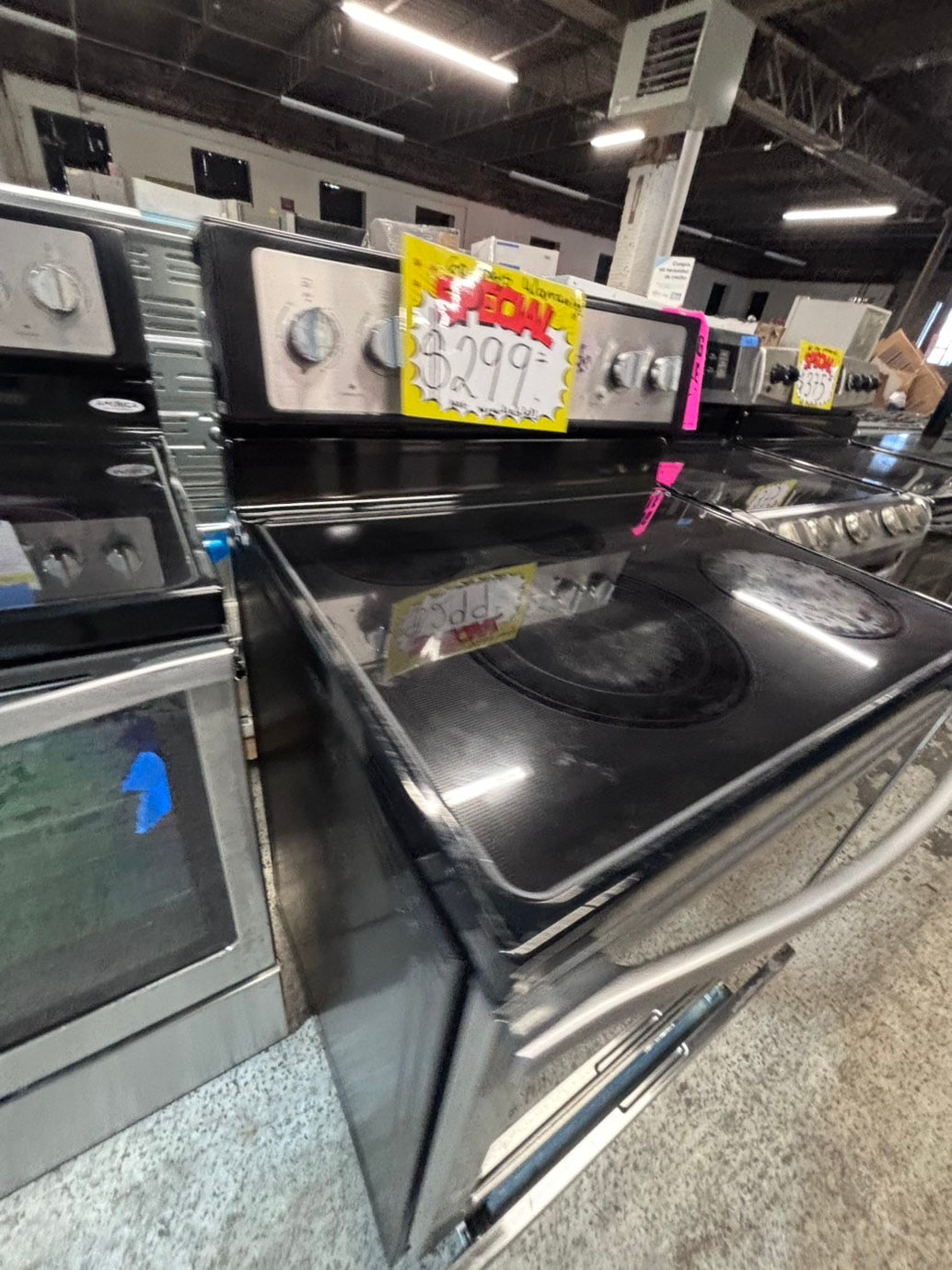 >*Specialđ„whirlpool electric 220v glass top range bake Broil roast self clean stainless steel 30" Refurbished #ESZW12B