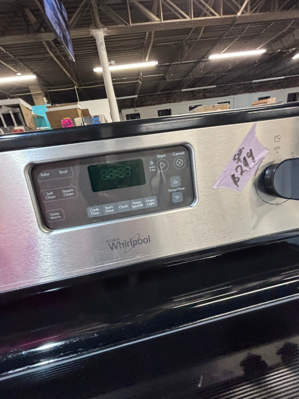 >>whirlpool electric 220v glass top range bake Broil roast self clean stainless steel 30" Refurbished #ES7T23B