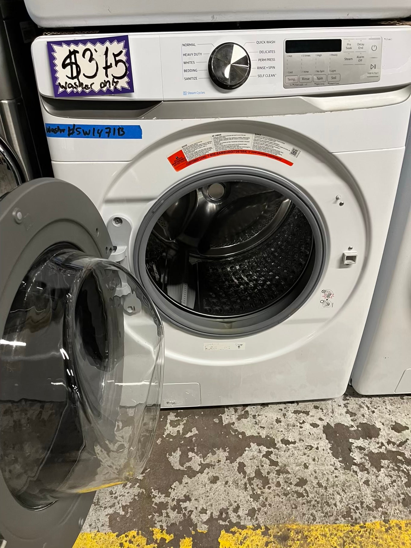 -Samsung white 27” 4.5cu.ft large capacity front load washing machine steam cycle stackable or side by side  #SW1471B