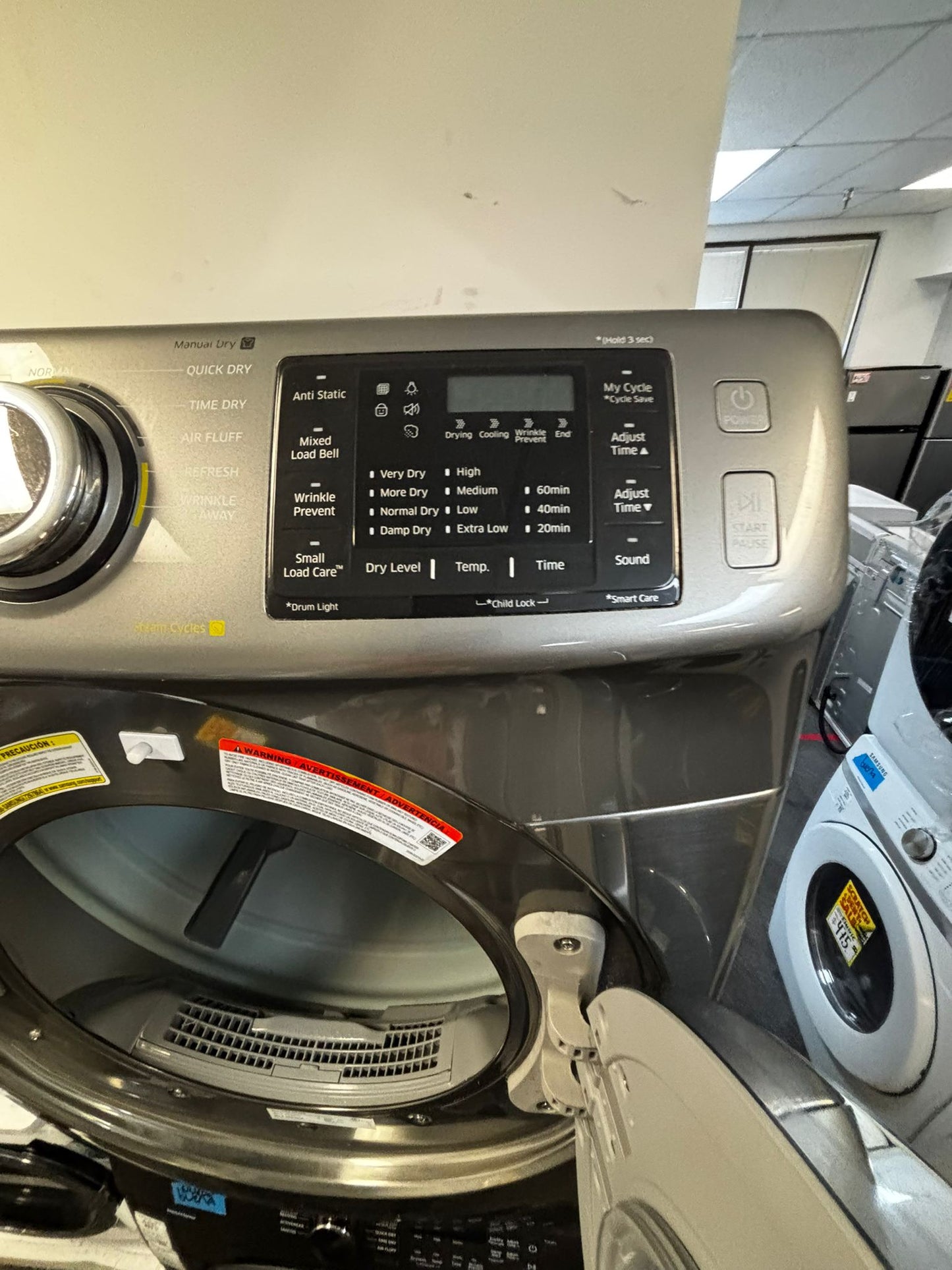 - Samsung steam electric 220v dryer front load stainless steel large capacity 27" #ED396VL .