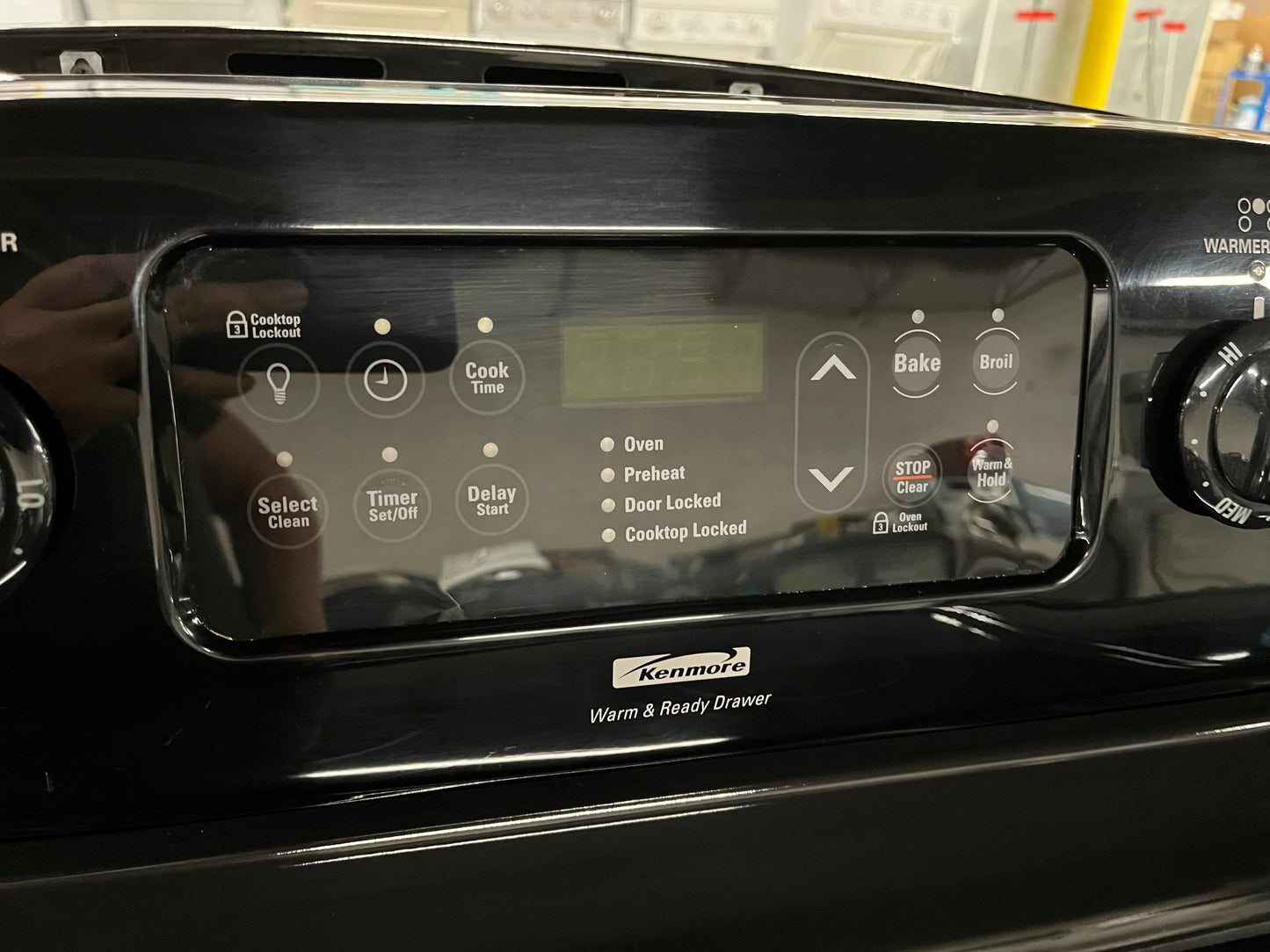 Kenmore electric 220v range 5 burner warm zone bake broil hi/ lo self clean in black 30" #ER490XB Refurbished