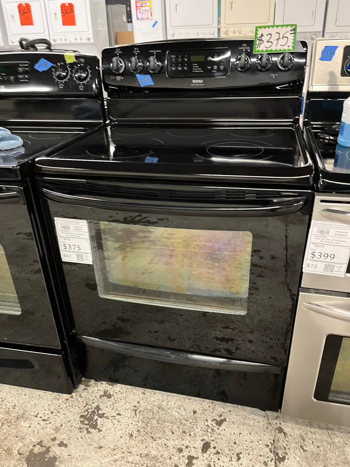Kenmore electric 220v range 5 burner warm zone bake broil hi/ lo self clean in black 30" #ER490XB Refurbished