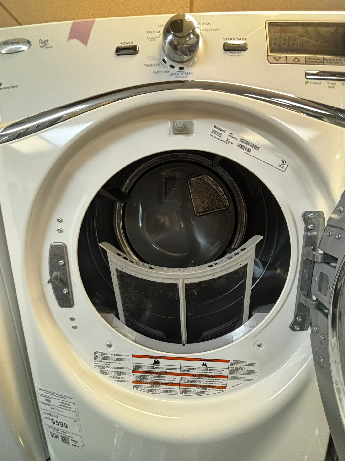 Whirlpool front load washer & dryer set electric 220v stackable large capacity #WD932LB