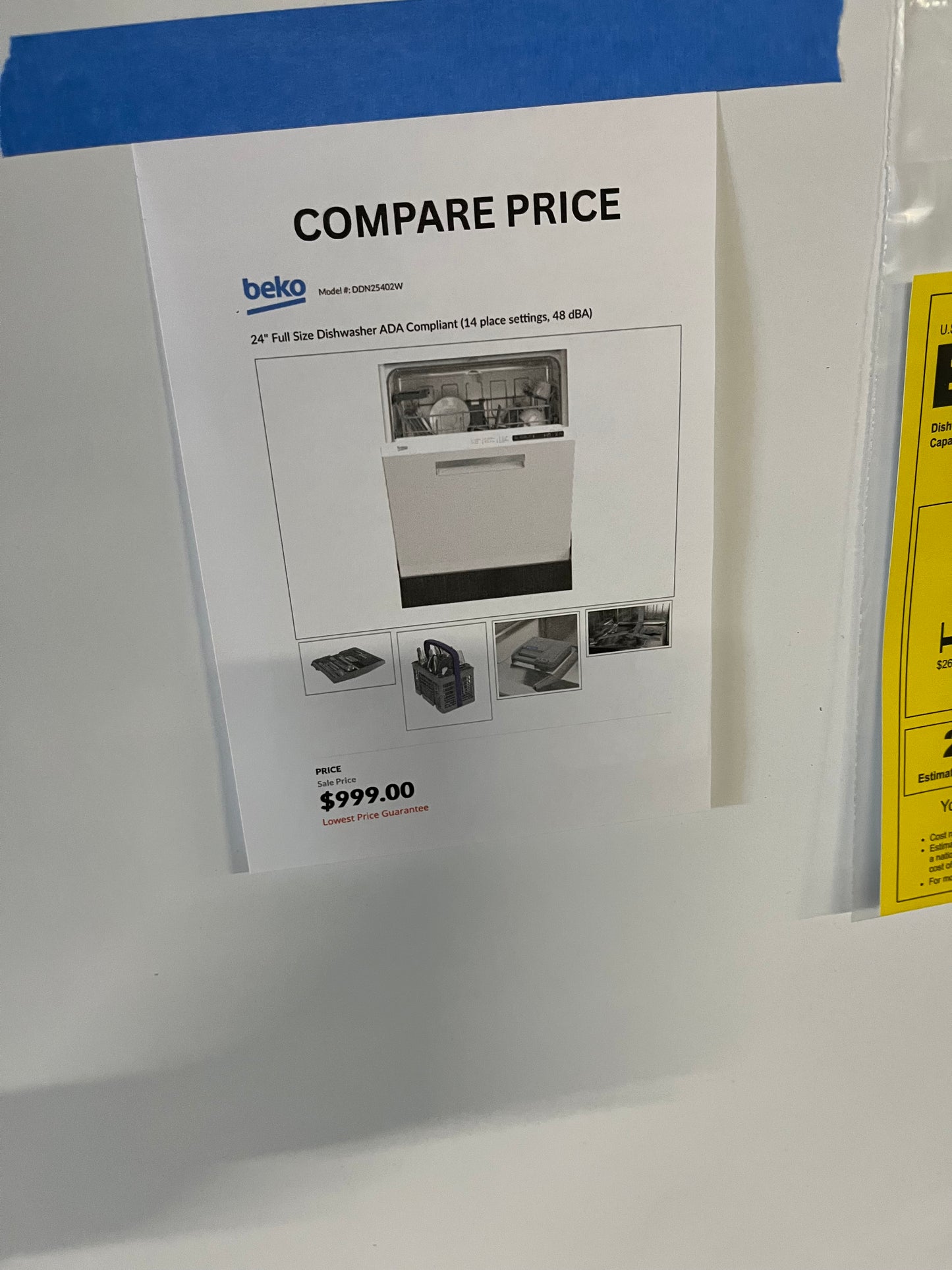 Open Box Beko DDN25402W 24-inch, built-in dishwasher quiet operation and energy efficiency #DW746UB-TR