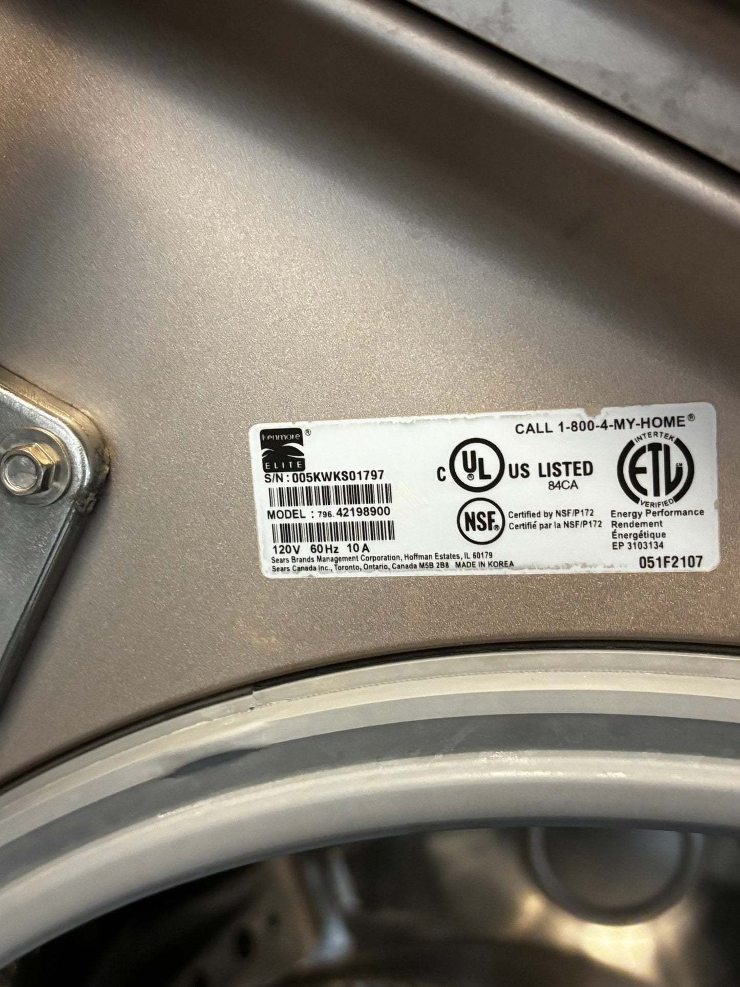 Kenmore 27" Front-Load Washer Steam large capacity w/pedestal extra storage 27" used-refurbished #FWK9571L