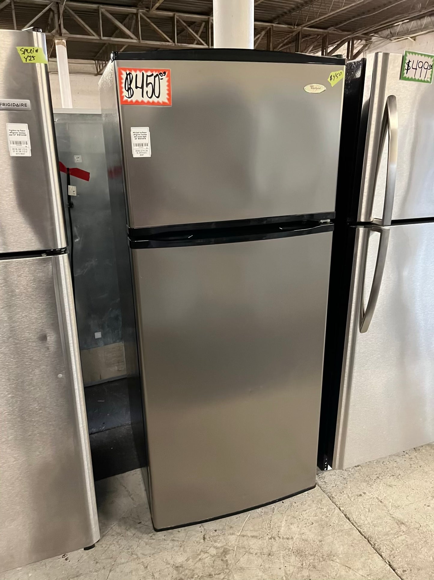 - Whirlpool top freezer refigerator stainless steel counter depth 28" #RF304YB