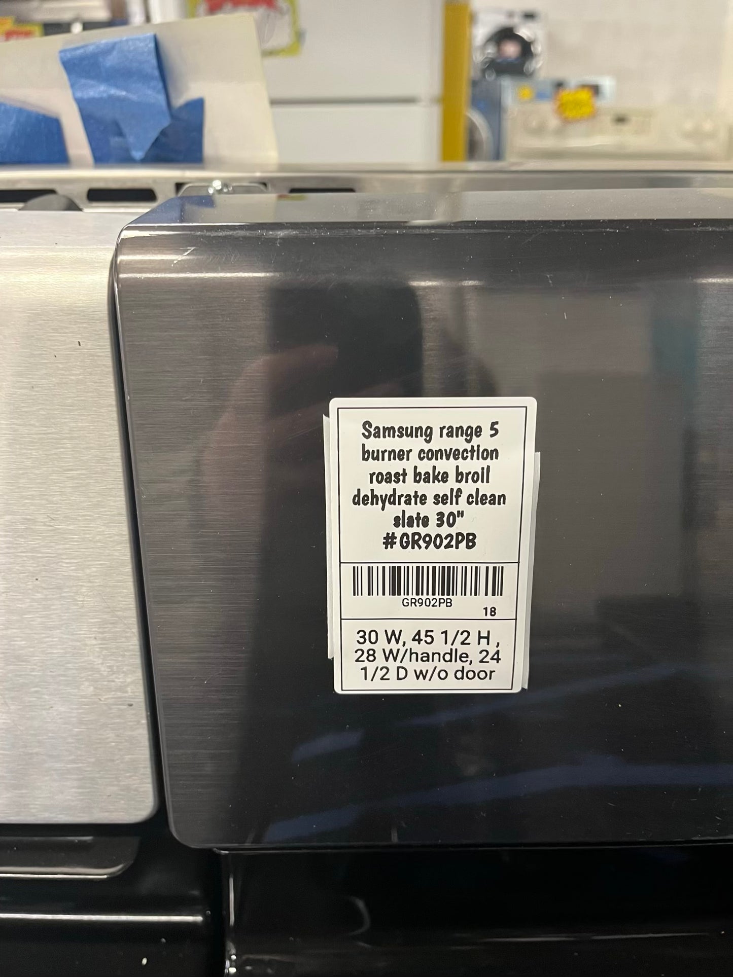 - Samsung range 5 burner convection roast bake broil dehydrate self clean slate 30" #GR902PB