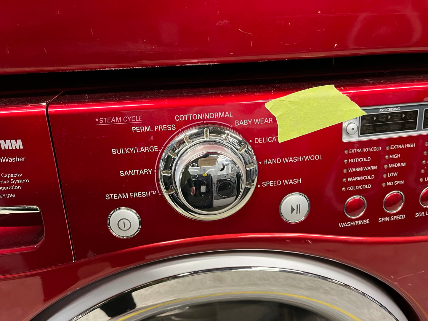 LG steam cycle washer 4.5 cu ft & dryer 7.5 cu ft set electric 220v front load stackable sensor dry He in red #WD852CB