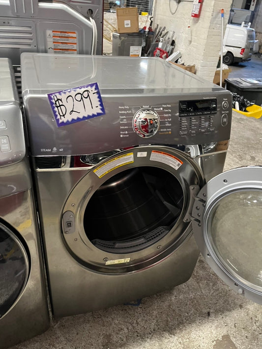 =Samsung Sensor dry steam electric 220v dryer front load stainless steel drum 7.5cu.ft. large capacity 27" silver #EDL287B