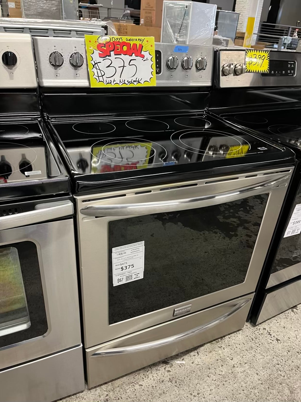 Frigidaire Gallery electric 220v range 5 burner warm zone convection bake broil self clean stainless steel 30" #ER518DB