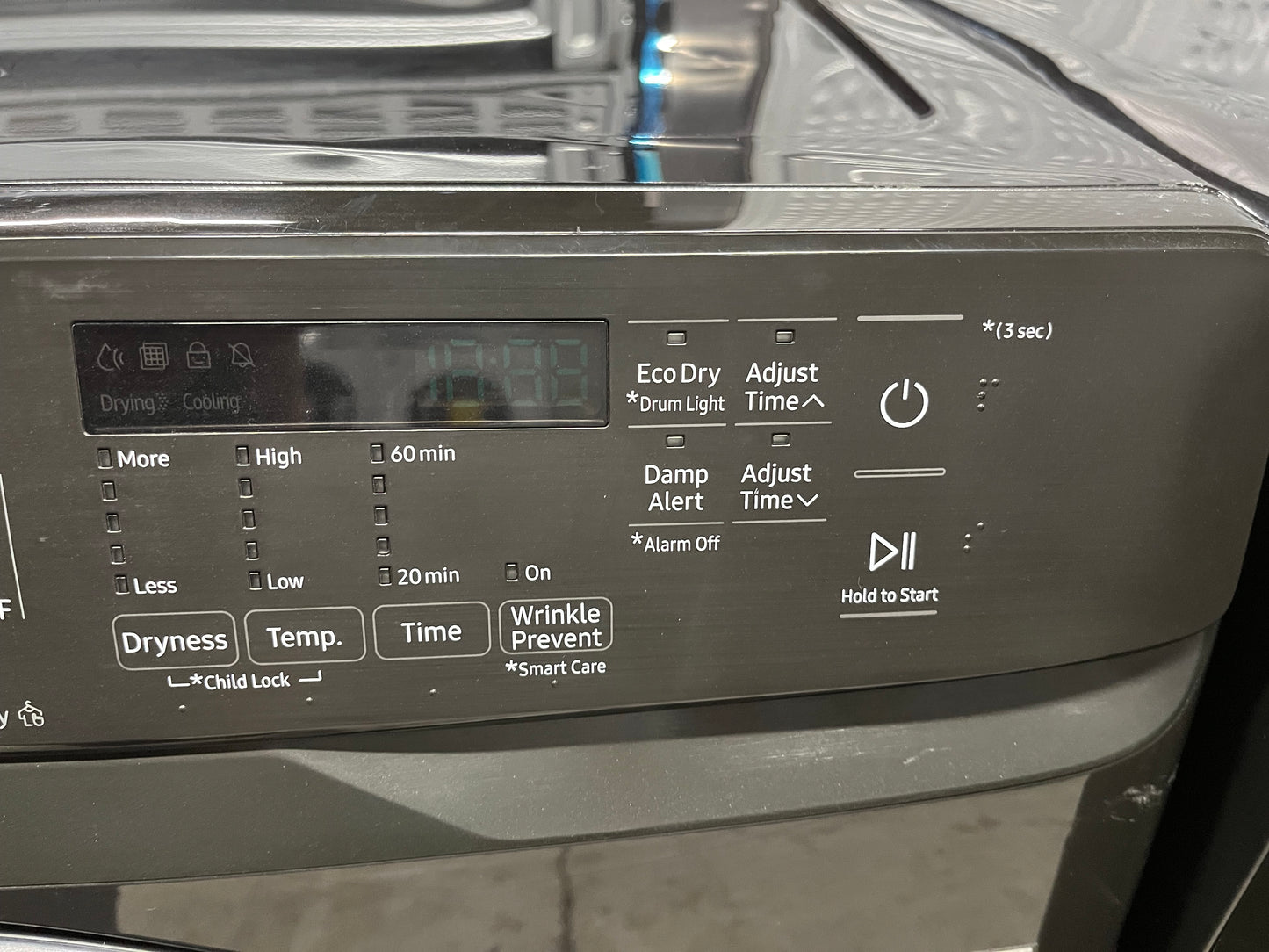 Open Box - Scratch & Dent Samsung - 7.5 Cu. Ft. Stackable Electric 220v Dryer with Sensor Dry - Fingerprint Resistant Black Stainless Steel 27" #ED488QB