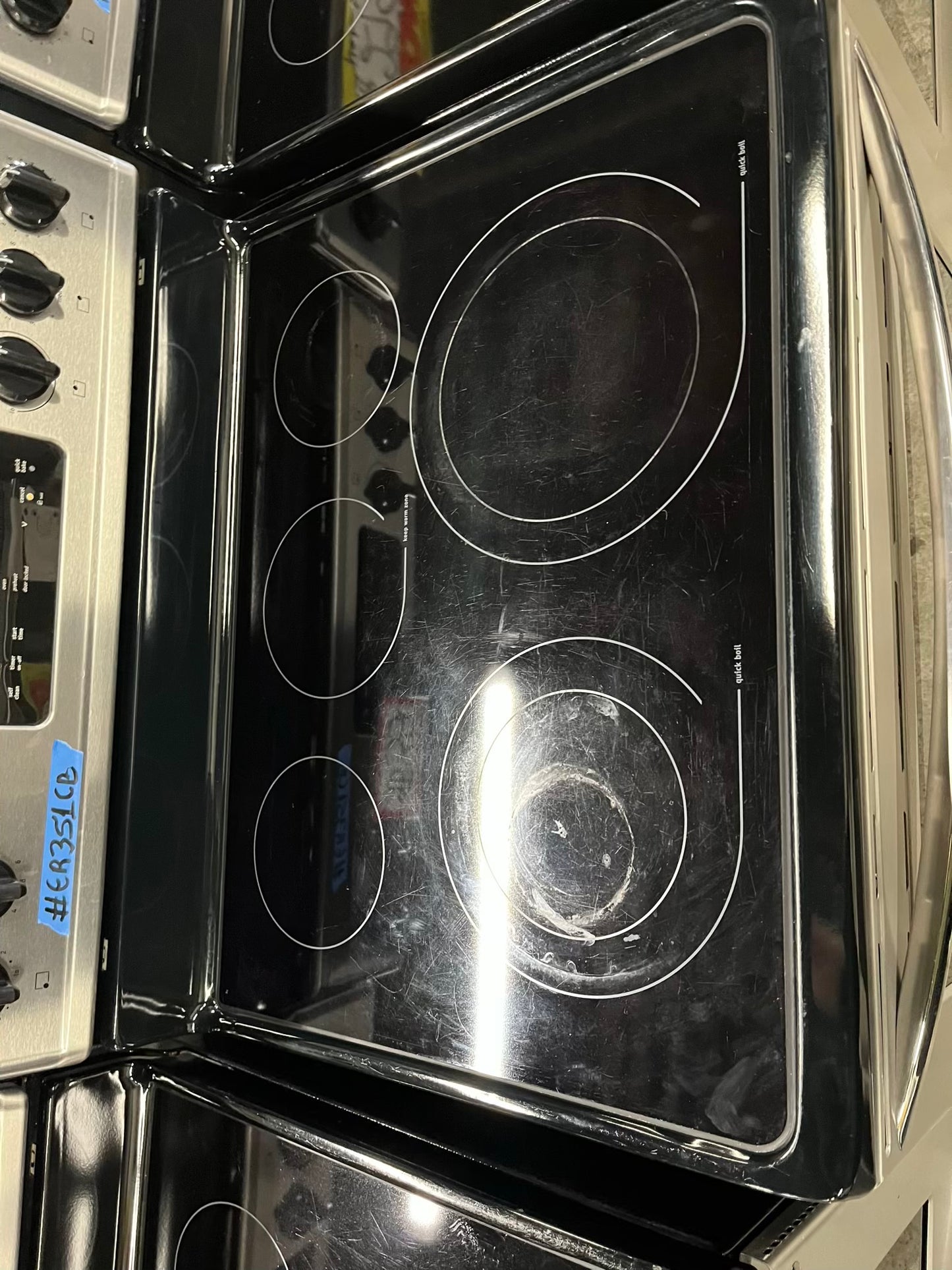 Frigidaire electric range stainless steel 5 burner warm zone bake broil self clean 30” item number #ER351CE