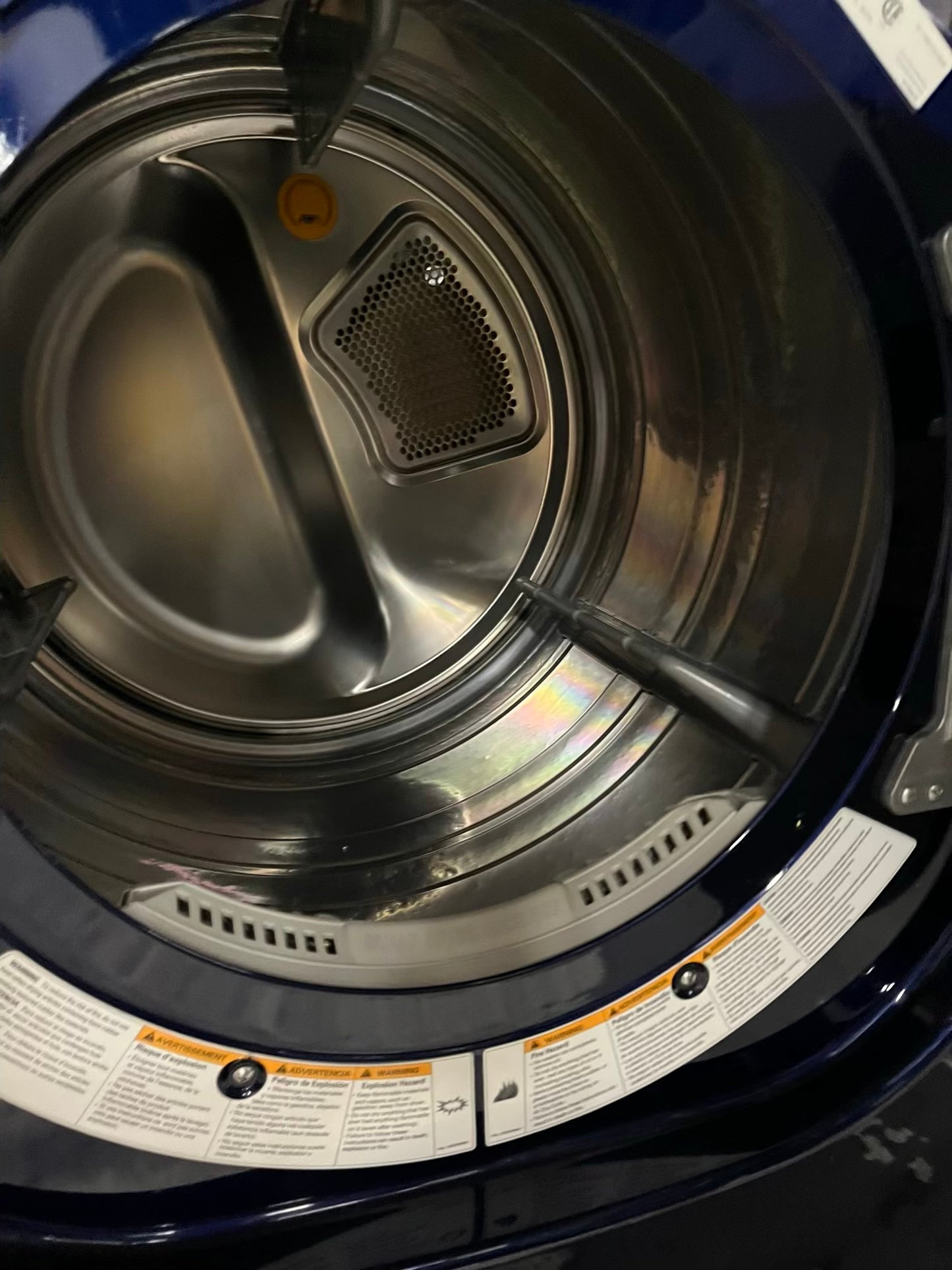 LG Dryer electric 220v navy blue front load w/pedestal extra storage stainless steel drum large capacity 27" refurbished #ED339WB