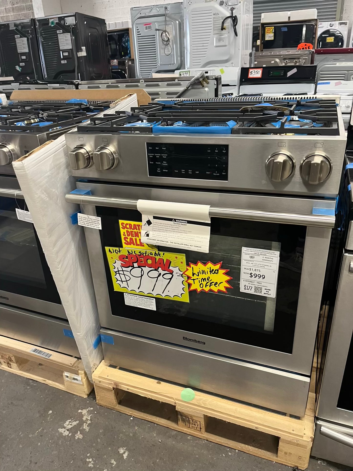 - Open box | scratch & dent Bloomberg gas range stainless steel convection roast bake broil slide in self clean 30" #GR743VB