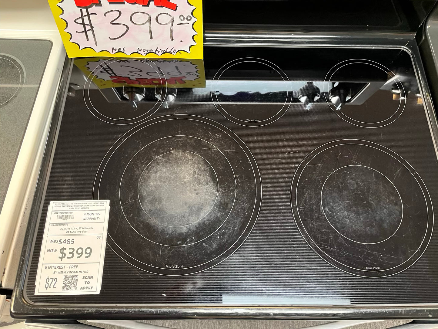WHIRLPOOL ELECTRIC 220v STAINLESS STEEL FROZEN BAKE DOUBLE OVEN BROIL CONVECTION STEAM CLEAN 5 BURNER WARM ZONE #ER849YL