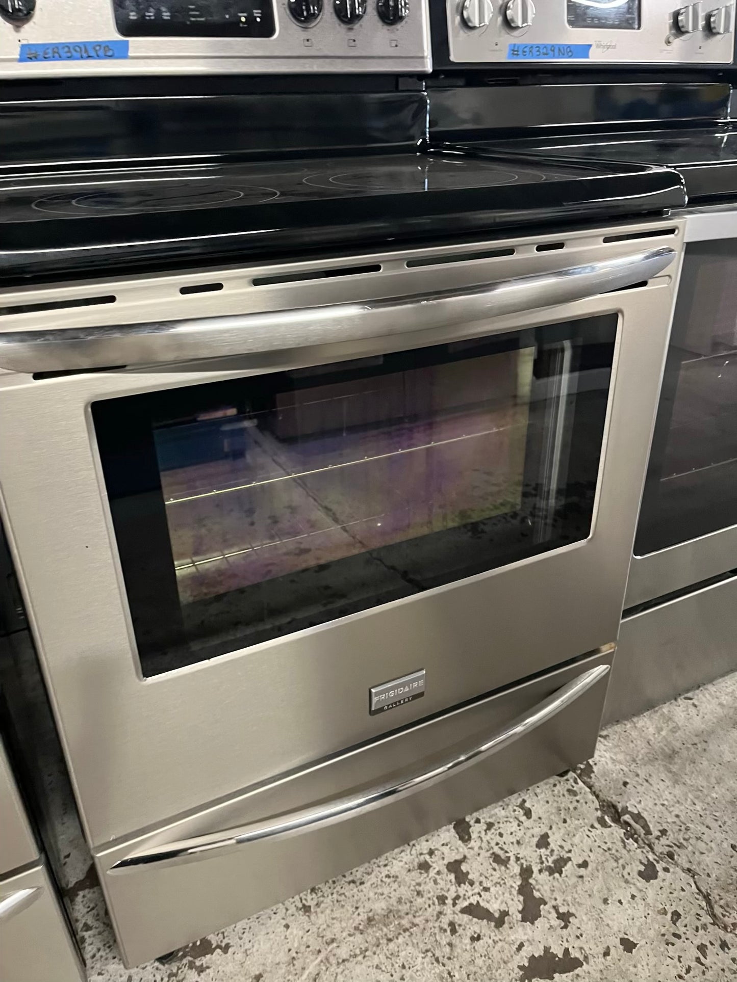 - Frigidaire Gallery electric range stainless steel 5 burner warm zone bake broil self clean 30” item number #ER391PB