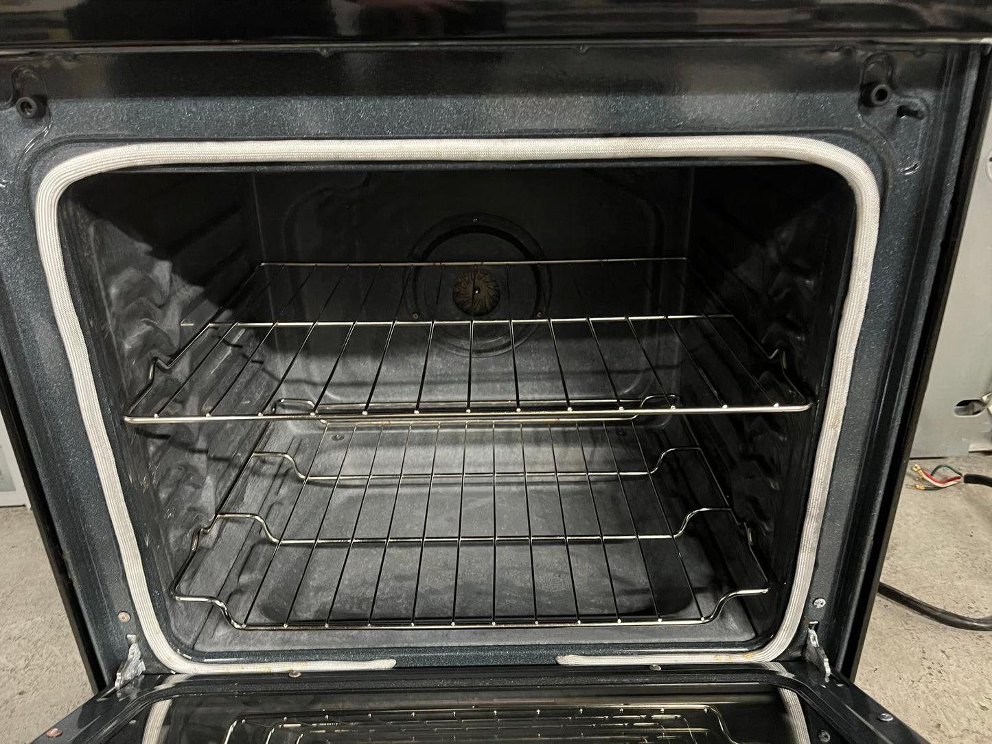 -Maytag glass top electric range 220v 5 burner warm zone convection bake roast broil self clean Refurbished stainless steel 30" #ER338NB