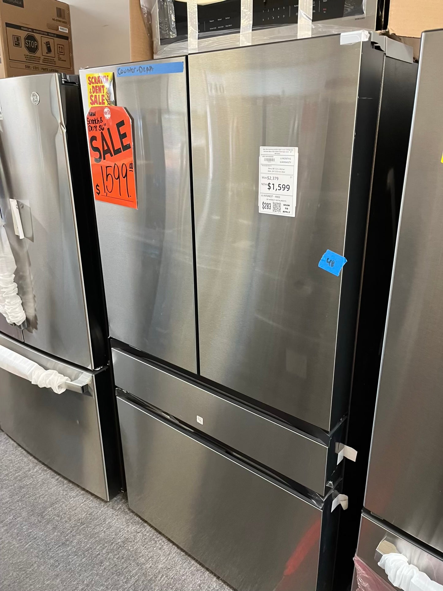 Open Box Samsung counter depth 5-door Refrigerator stainless steel w/ice maker & beverage center 36" #RF560WL