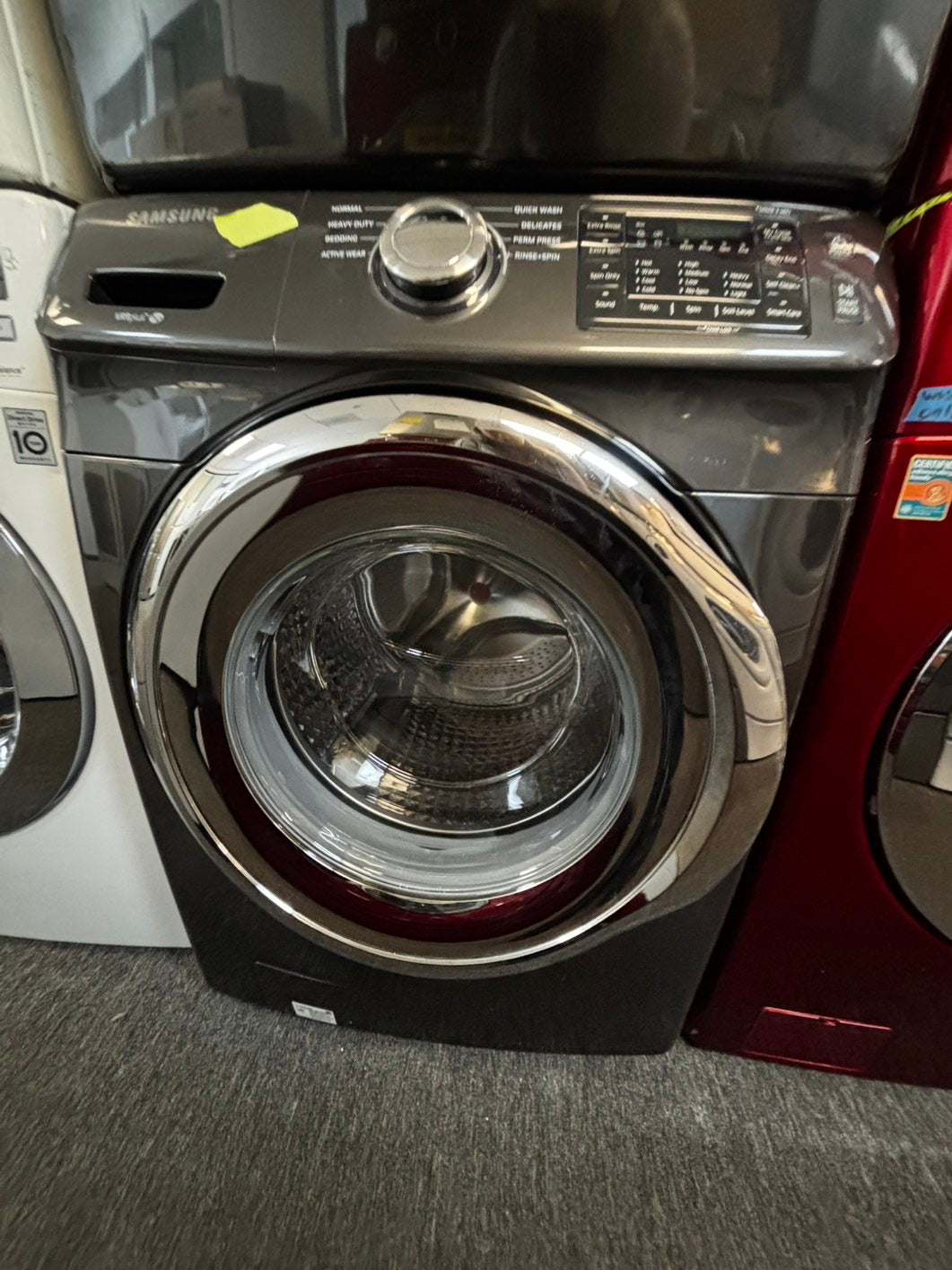 Samsung washer 4.5 cu. ft. capacity, VRT Plus, Smart Care, 1300 RPM spin, 8 preset cycles, 9 options, and 24-hour delay start. stackable or side by side  used-refurbished         #SWS647IL