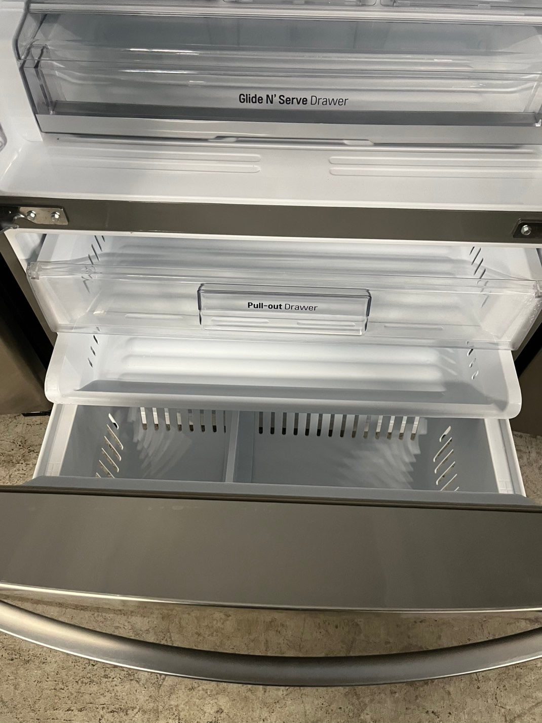 Used | Refurbished LG 36” Counter Depth french door refrigerator stainless steel w/Ice & water dispenser 36" 24 cu.ft # RF24LG0B