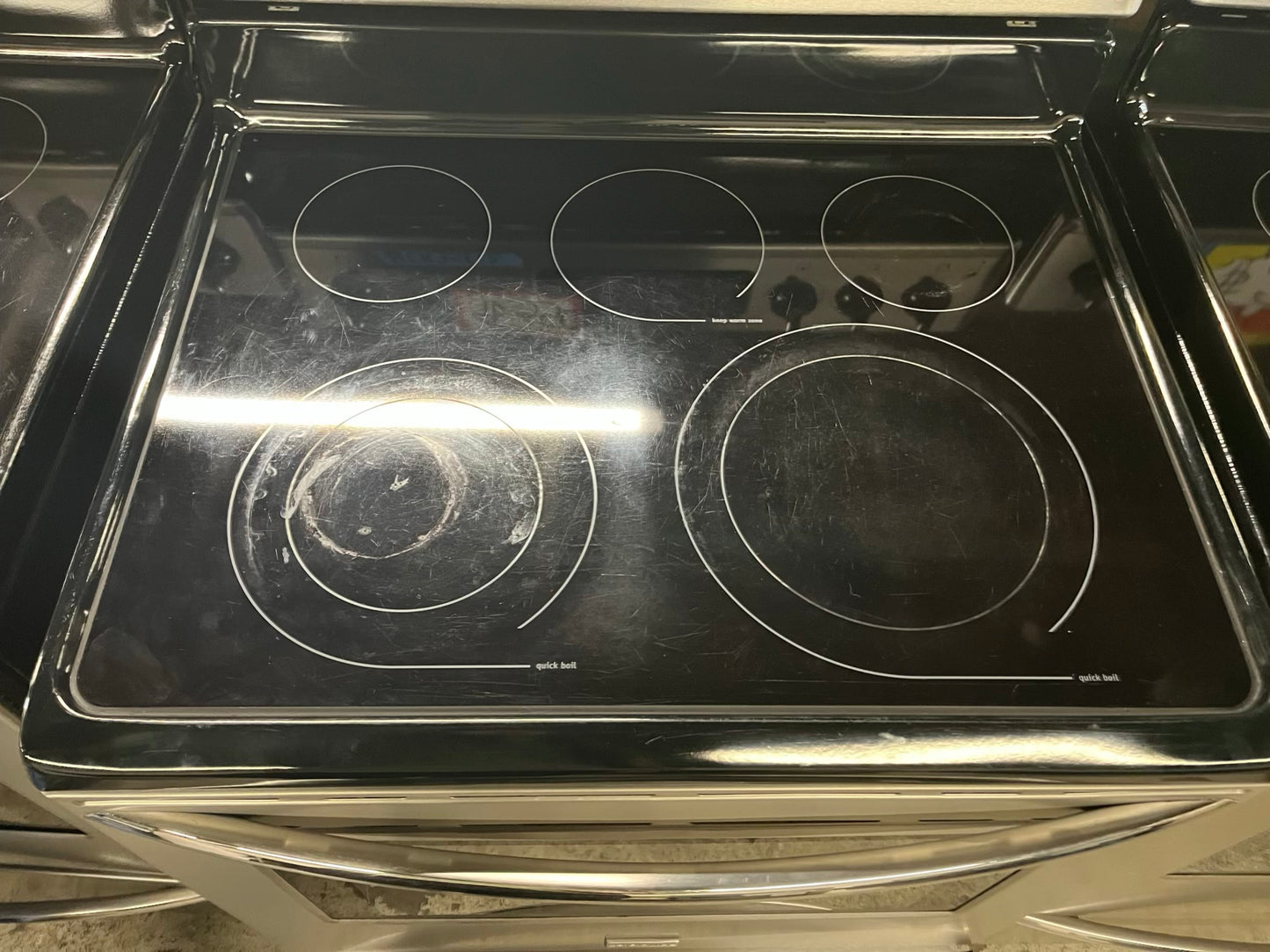 - Frigidaire electric range stainless steel 5 burner warm zone bake broil self clean 30” item number #ER9351CB