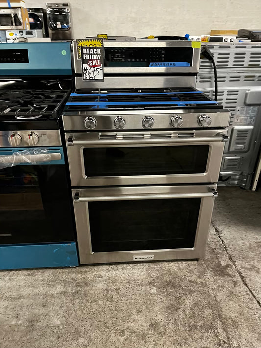 • 🍁 Thanksgiving Special 🦃 KitchenAid Gas range 5 burner convection bake broil self clean in stainless steel used-Refurbished 30” #GR9333AB