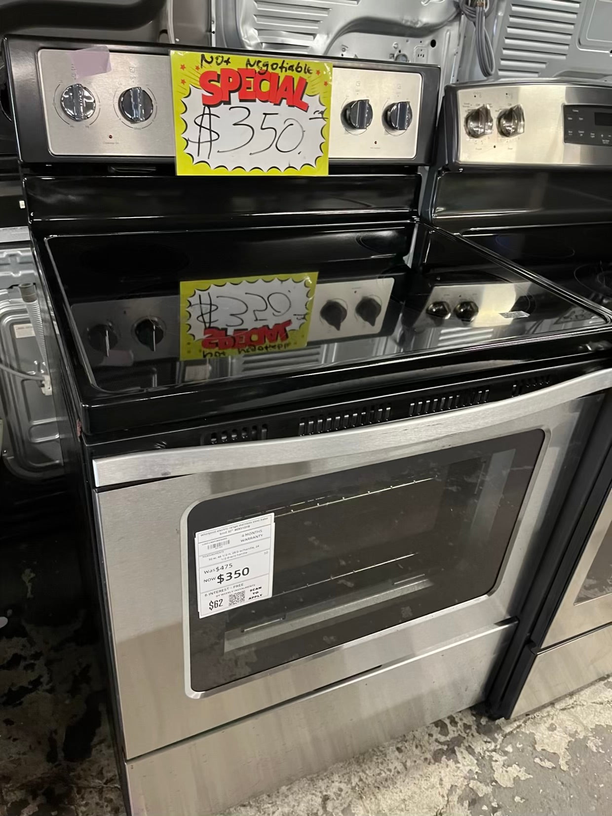 Whirlpool electric range stainless steel bake broil 30" #ER510HB-TR