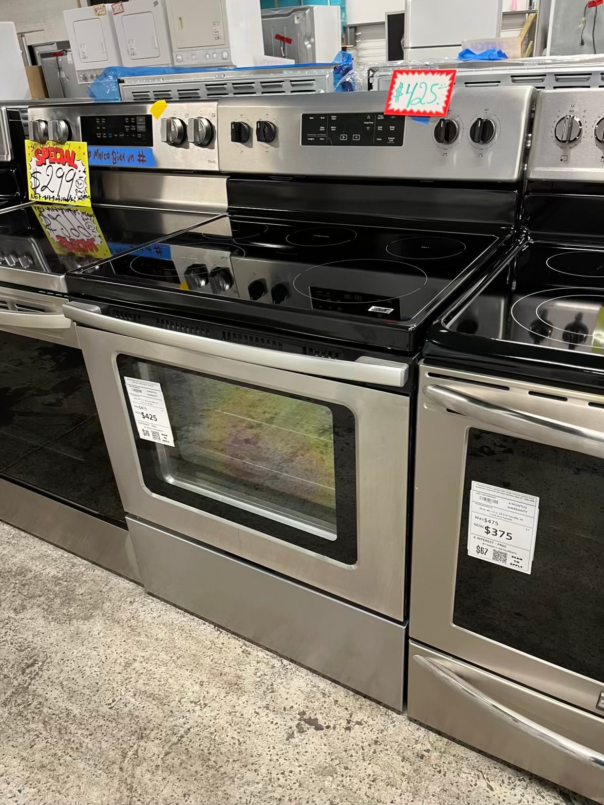 Whirlpool electric 220v range 5 burner warm zone bake broil steam clean stanless steel 30" #ER519JB-TR