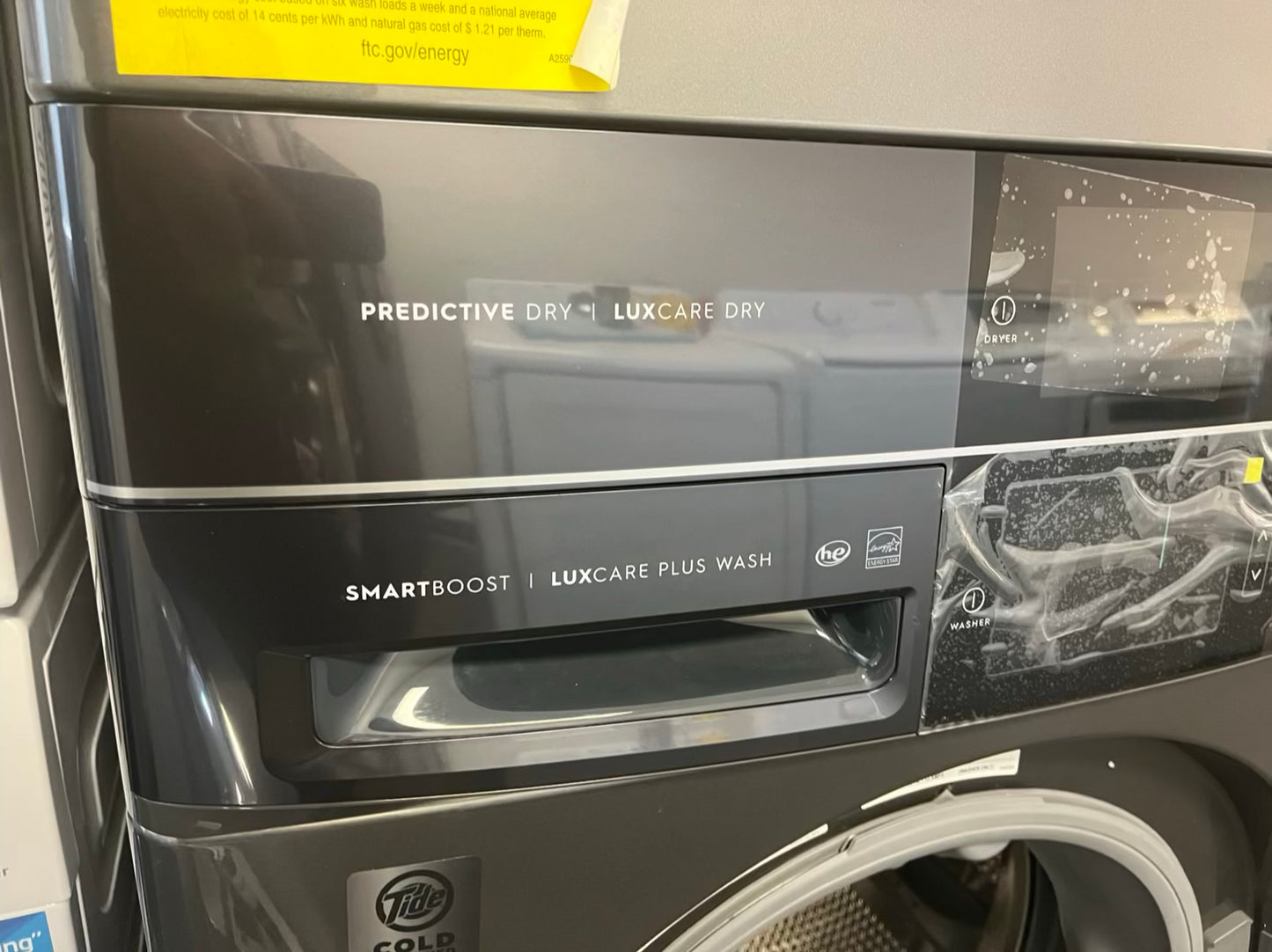 - Open Box Scratch & Dent Electrolux 4.5 cu. ft. Stacked Washer and 8.0 cu. ft. Electric Dryer Laundry Tower in Titanium, SmartBoost Premixing, Energy Star 27” #ED611L
