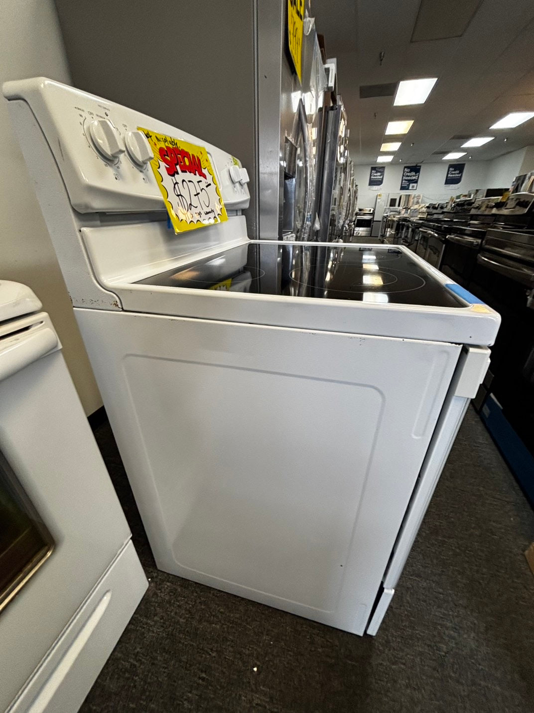 Kenmore Glass top electric 220v range 4-burner bake/broil  self clean white  30" Refurbished #ESKW13JL