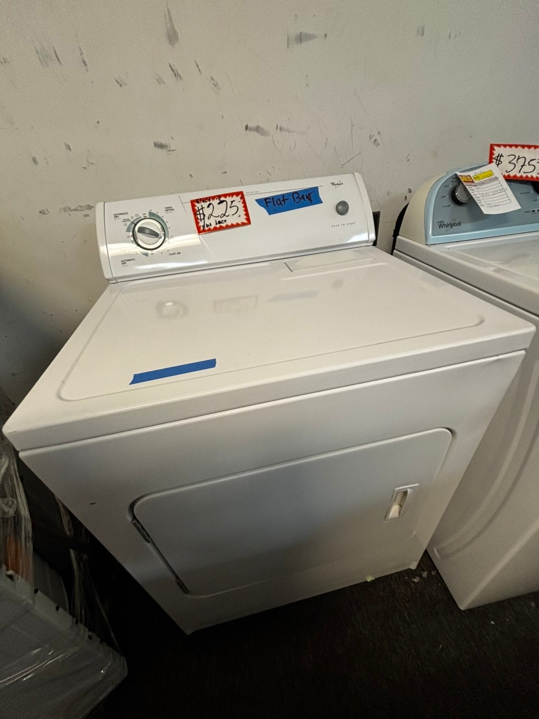 Whirlpool Top load flat back 25 depth electric 220v dryer side x side #DELF23L