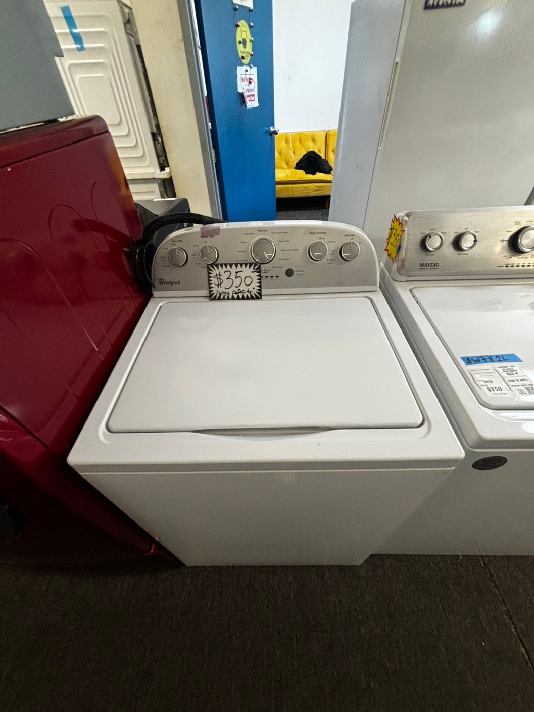 Extra large capacity Whirlpool Top load washing machine side x side large capacity no agitator27" Refurbished #WX841JL