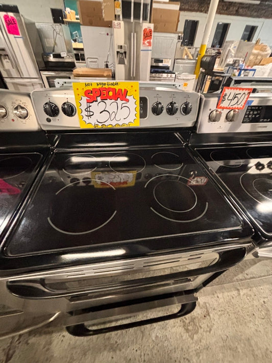 >saleš„ Kenmore Glass Top electric stove bake broil 5 burner convection oven Self clean 30ā stainless steel used-Refurbished #KEUP21B