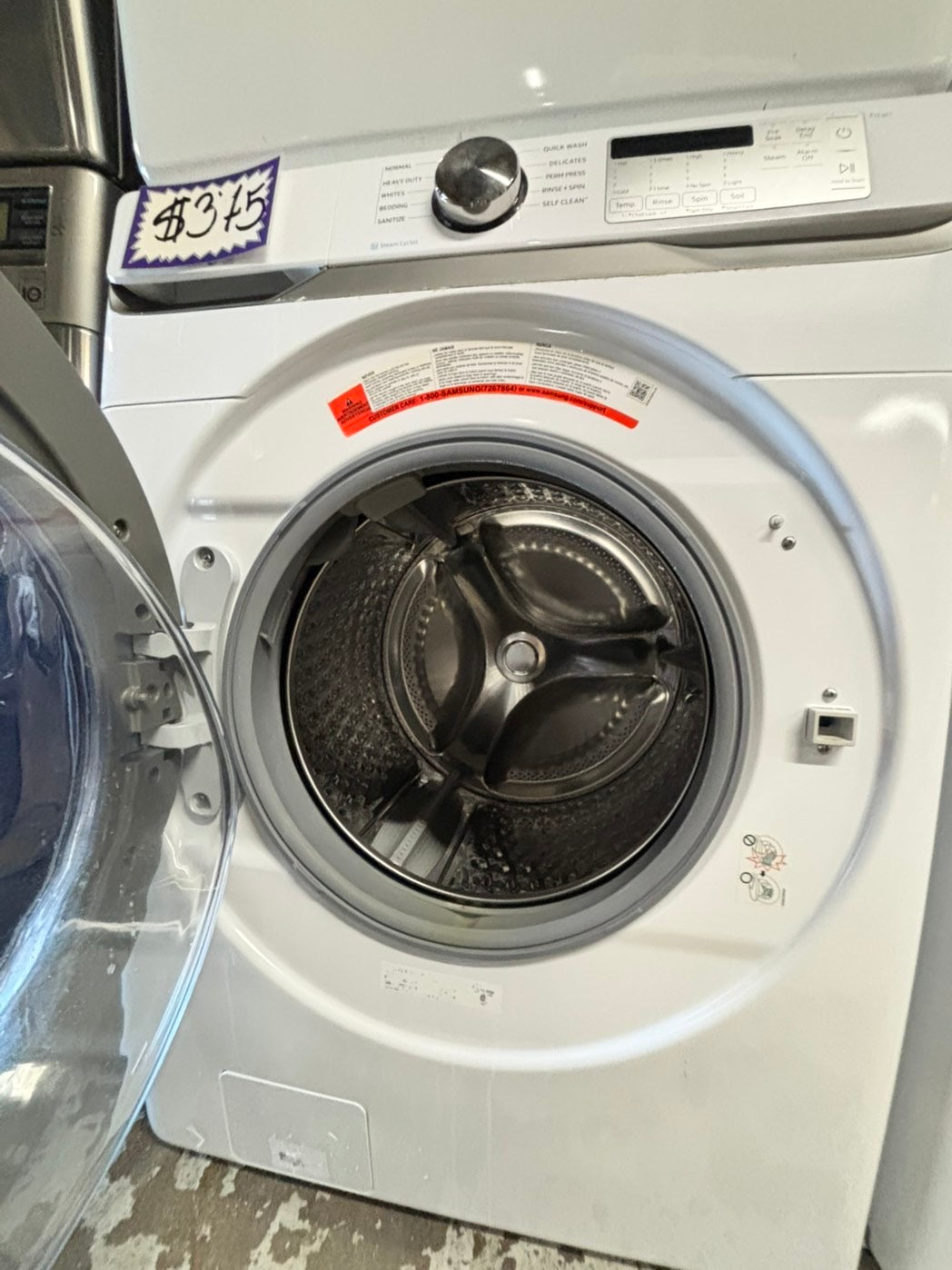 -Samsung white 27” 4.5cu.ft large capacity front load washing machine steam cycle stackable or side by side  #SW147IB