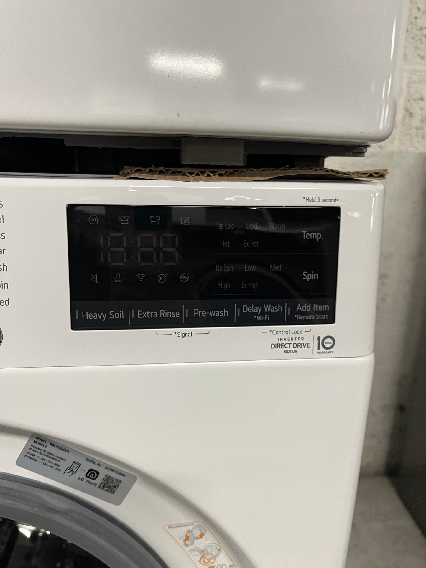 LG 24 white Front load washer and Steam electric dryer set stackable 240V #LG2455WB