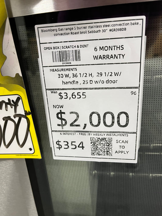 Open Box 📦 Beko Gas range 5 burner stainless steel convection bake, convection Roast broil Sabbath 30" #GR398DB
