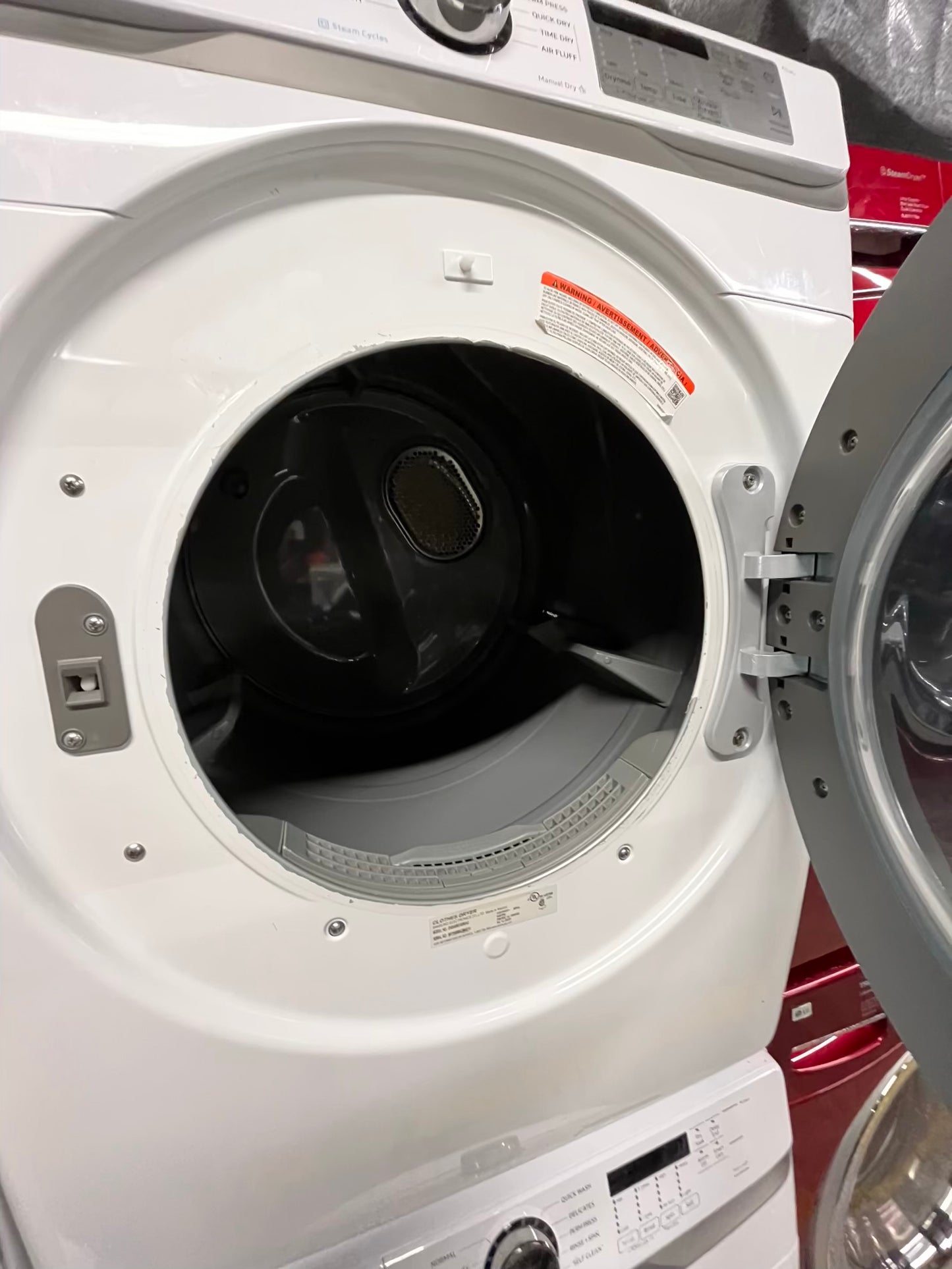 Samsung washer 4.5 cu ft & dryer 7.5 cu ft set electric 220v front load stackable or side by side -sensor dry He in white #WD810VB