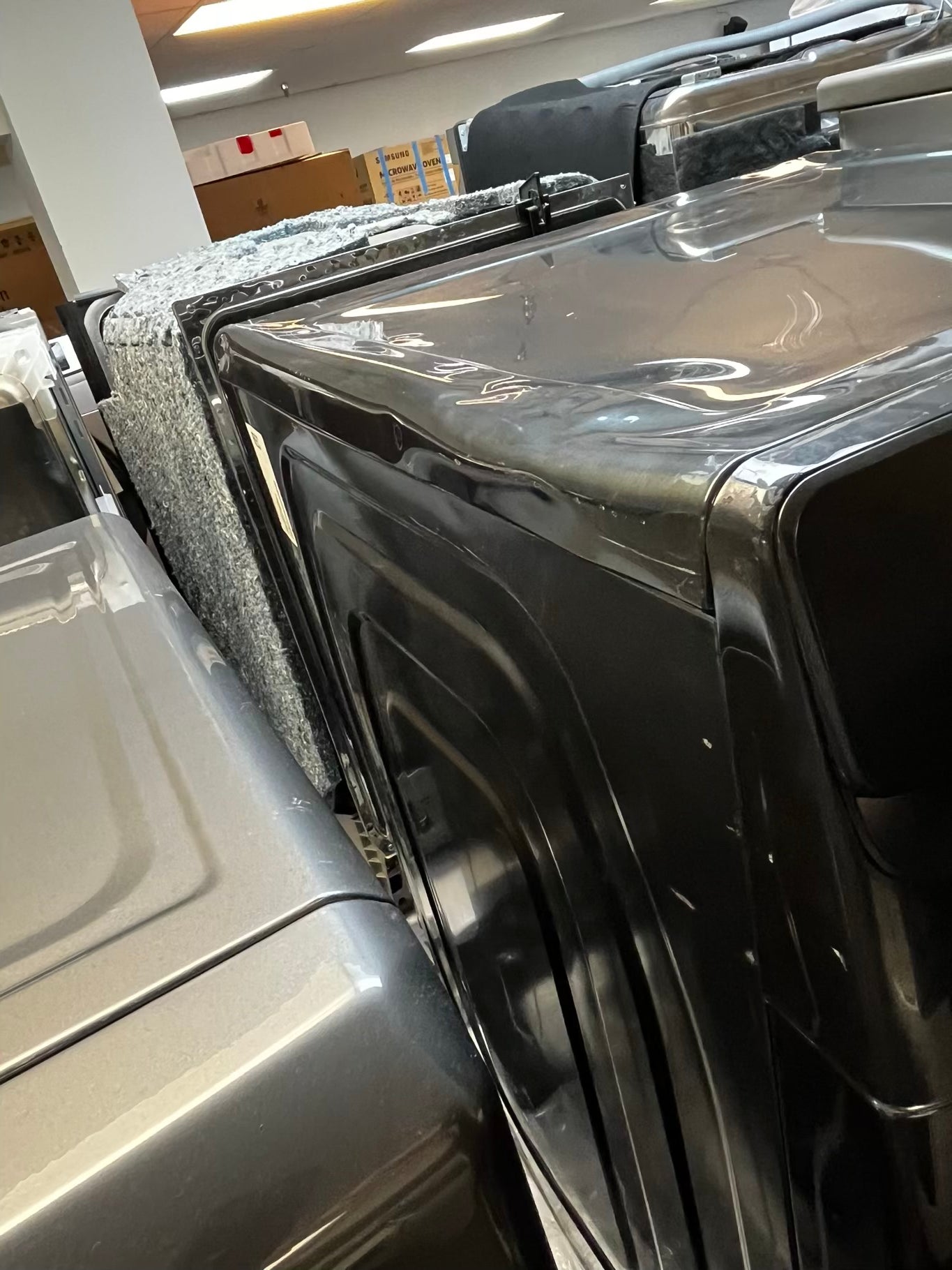 ~ ⚡️ Black Friday 🎉 New Open Box 📦 Scratch & Dent Samsung 4.5 cu. ft. High-Efficiency Front Load Washer in Brushed Black with Self-Clean+ & 7.5 cu. ft. Vented Stackable Electric Dryer in Brushed Black with Sensor Dry | Stock Number #WD6392SL