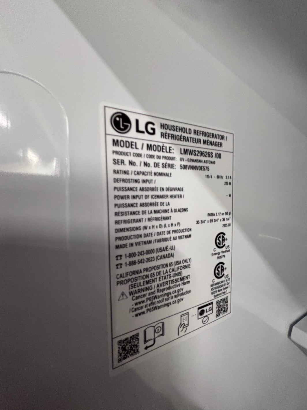 >LG 29cu. ft. 36” 4-doors French Door Refrigerator with Full in PrintProof Stainless
#RFLHV7TB 36” in