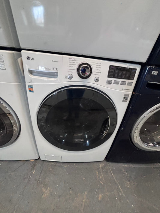 } LG washer & dryer set large capacity,electric 220v front load stackable or side by side - sensor dry , working 💯 with warranty ! in white color used,refurbished #LGHG74SET