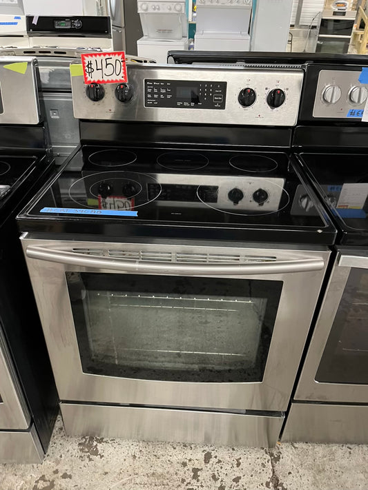 -Samsung glass top electric range 220v 5 burner warm zone convection bake broil roast  self clean Refurbished stainless steel 30" #ERT340AB
