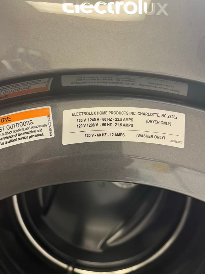 - Open Box Scratch & Dent Electrolux 4.5 cu. ft. Stacked Washer and 8.0 cu. ft. Electric Dryer Laundry Tower in Titanium, SmartBoost Premixing, Energy Star 27” #ED611L