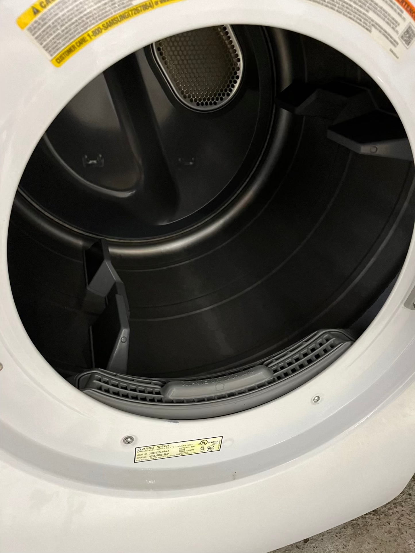 Samsung electric 220v dryer front load stainless steel drum large capacity in white 27" #ED302PB